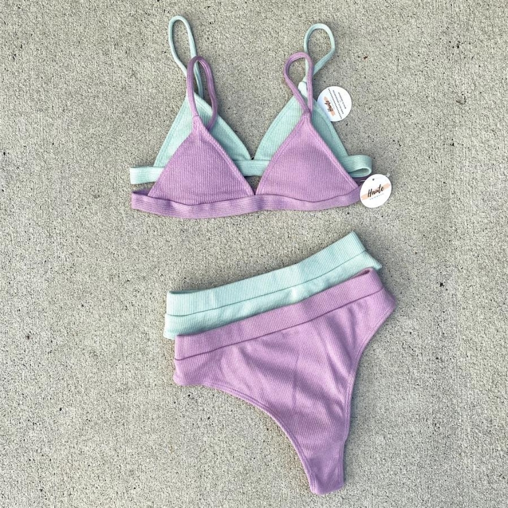 Haute Swimwear purple "Mellie" bikini set; size S